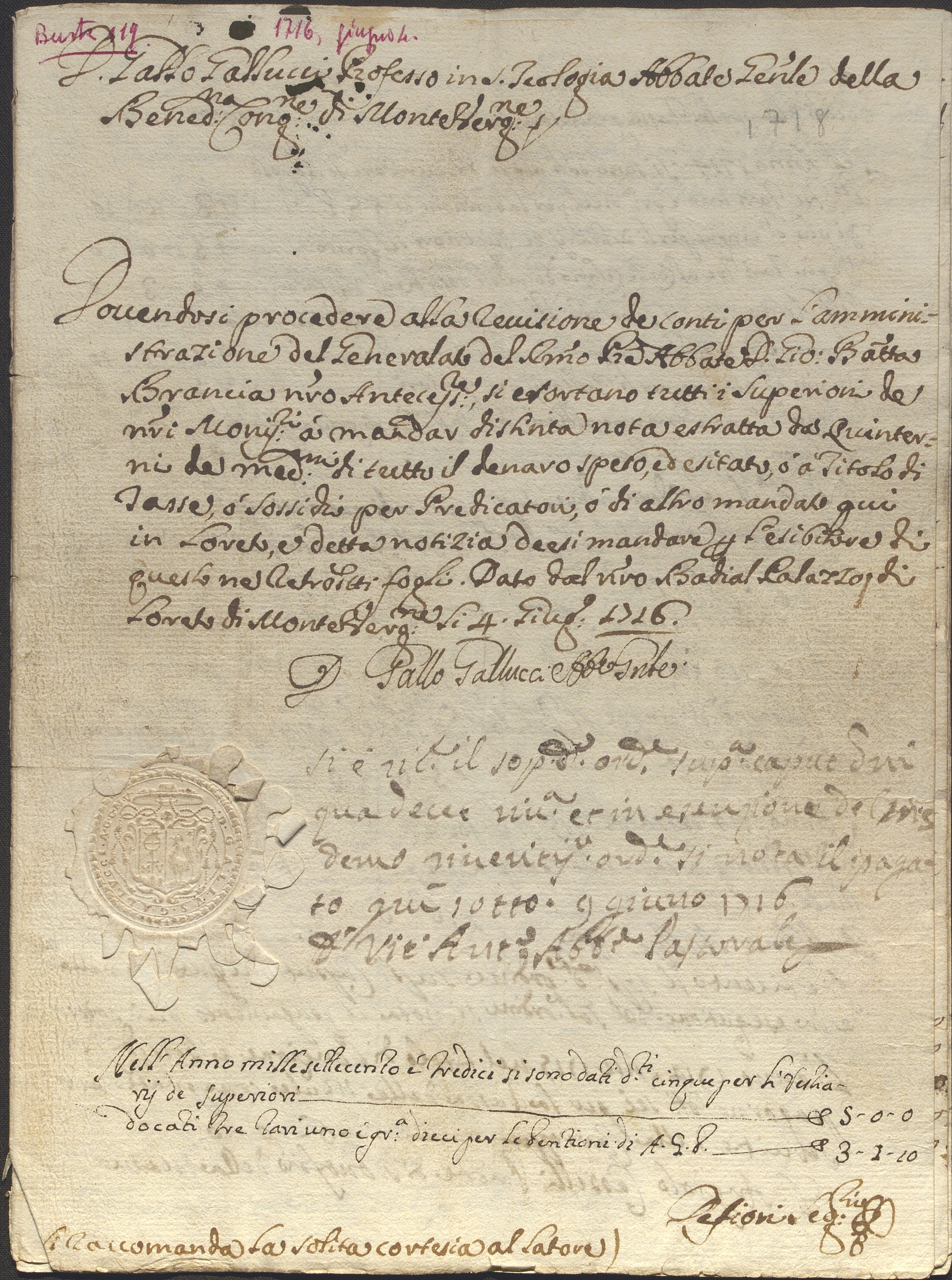 Documento d’archivio relativo a Gallo Gallucci