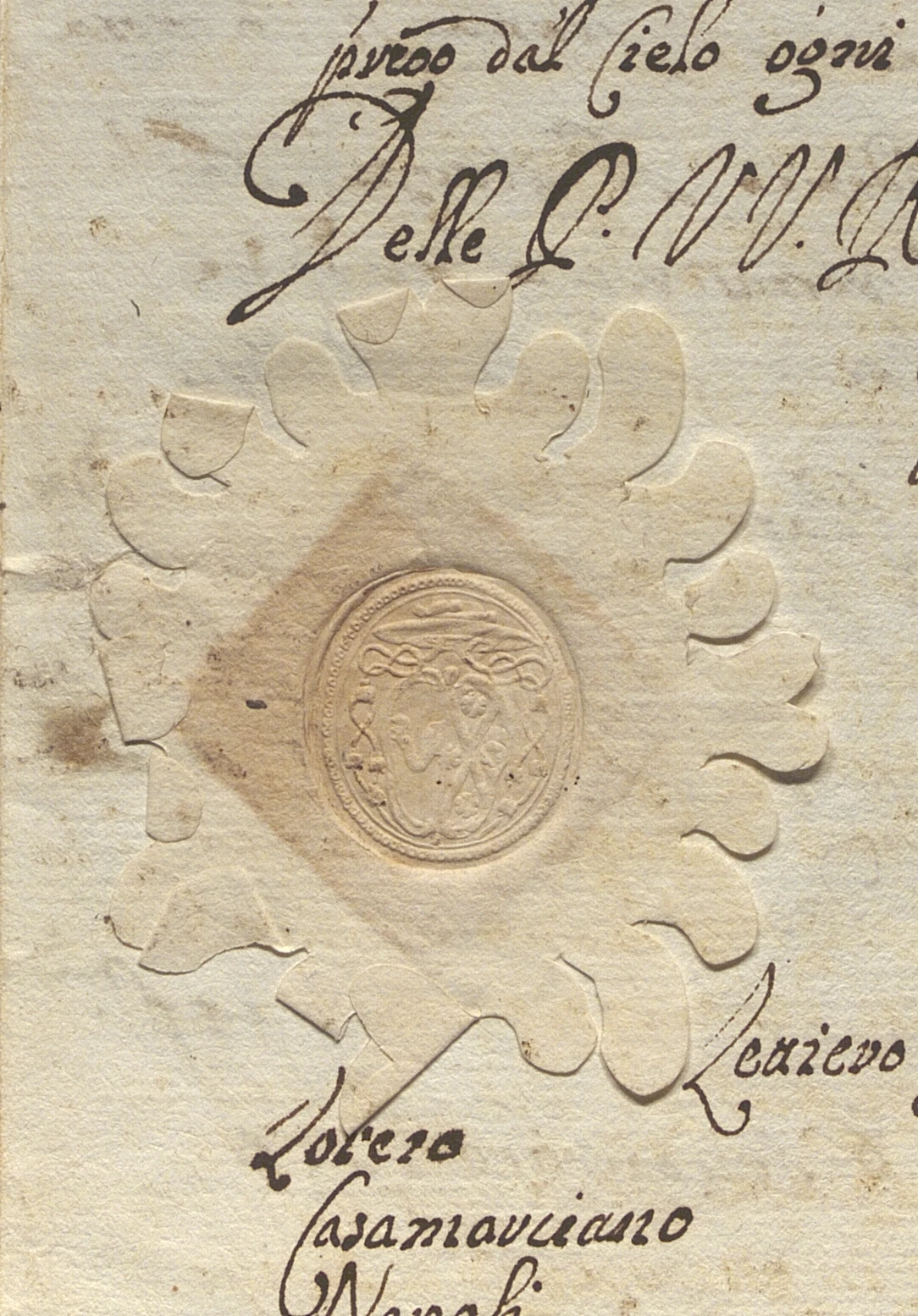 Dettaglio del sigillo di Giovanni Battista Brancia