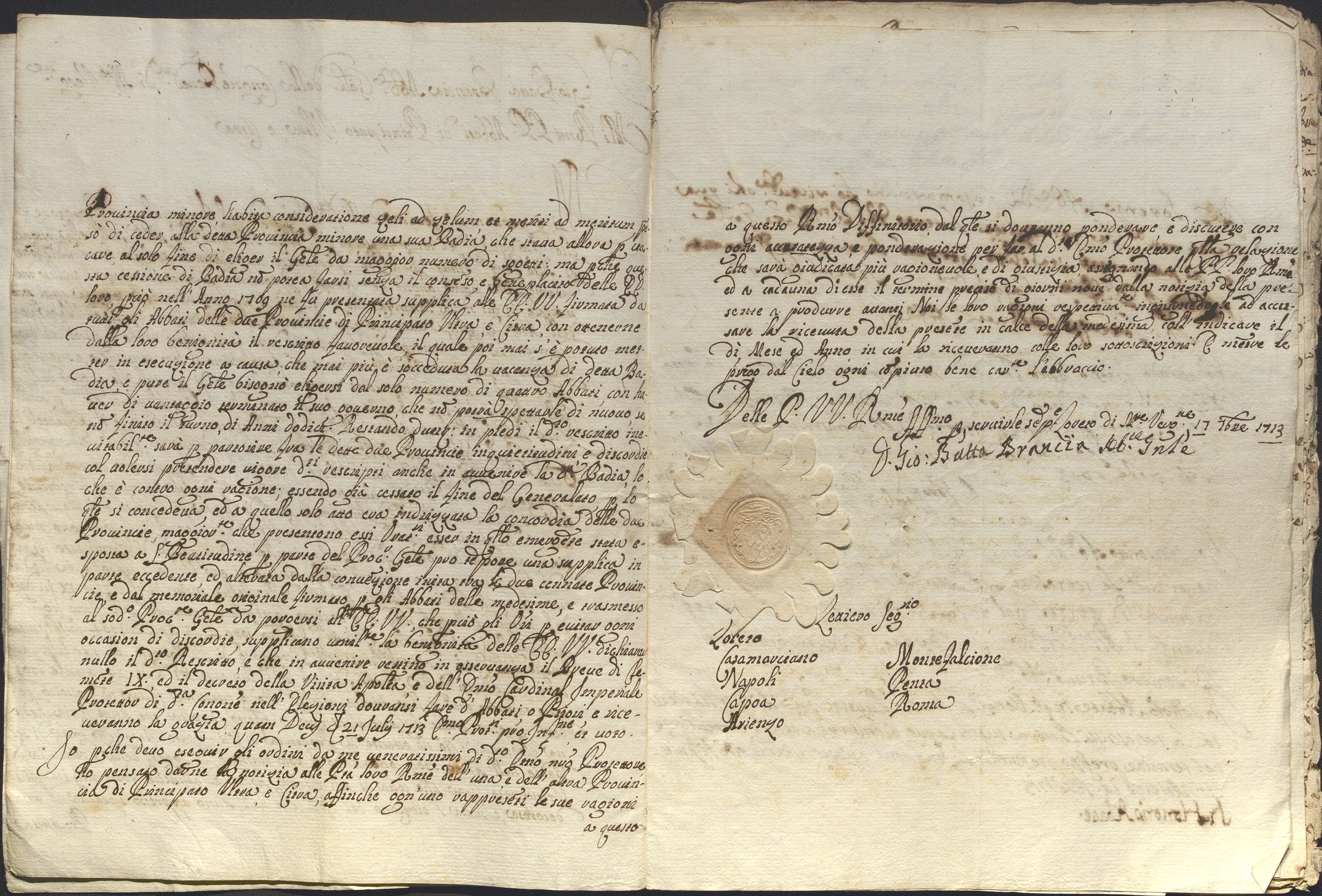 Documento d’archivio relativo a Giovanni Battista Brancia