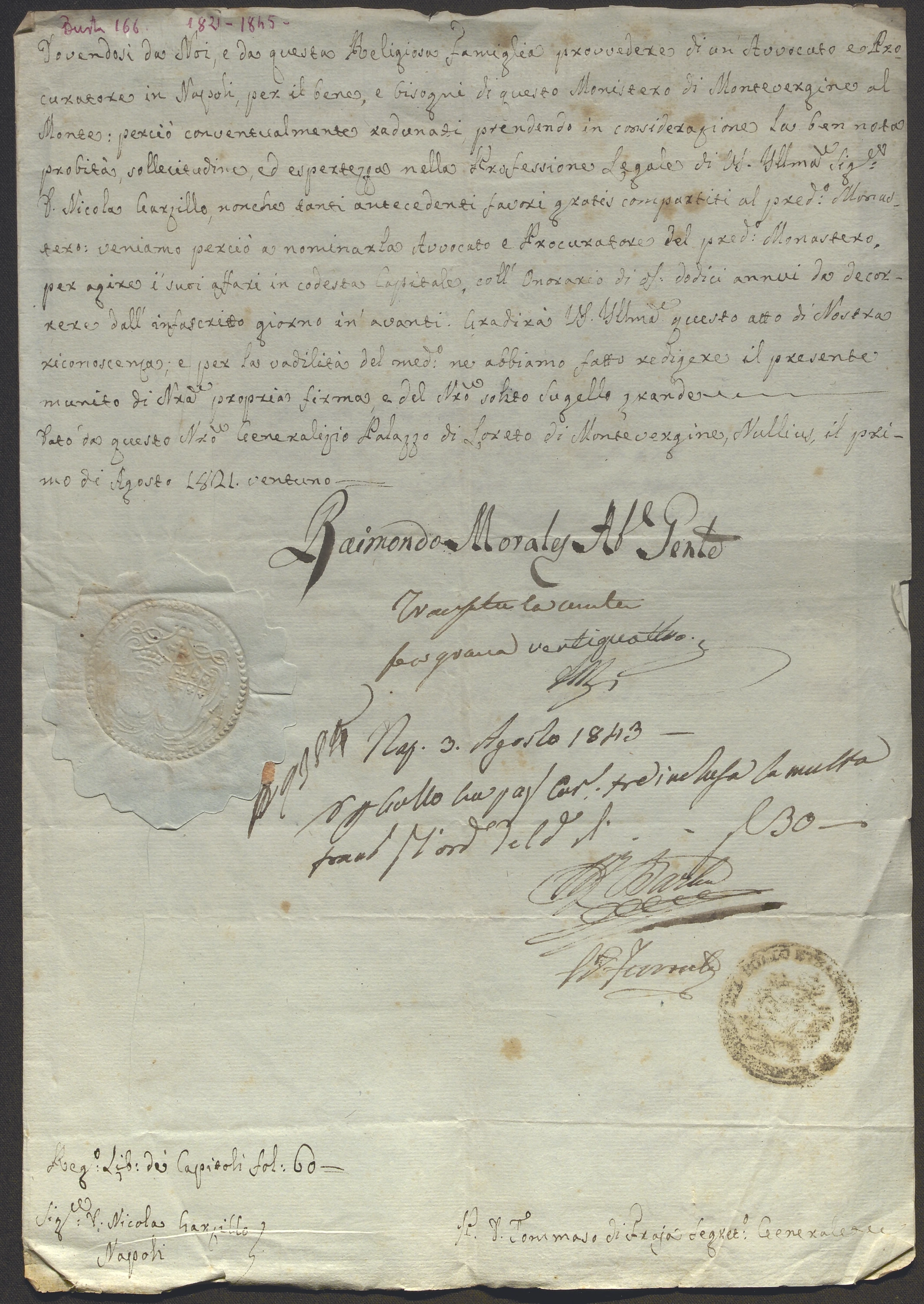 Documento d’archivio relativo a Raimondo Morales