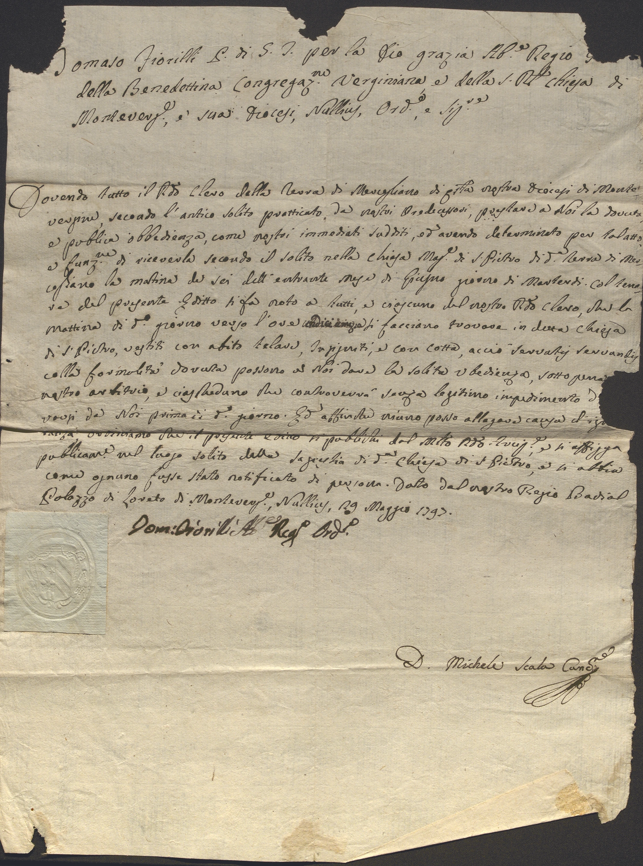Documento d’archivio relativo a Tommaso Fiorilli