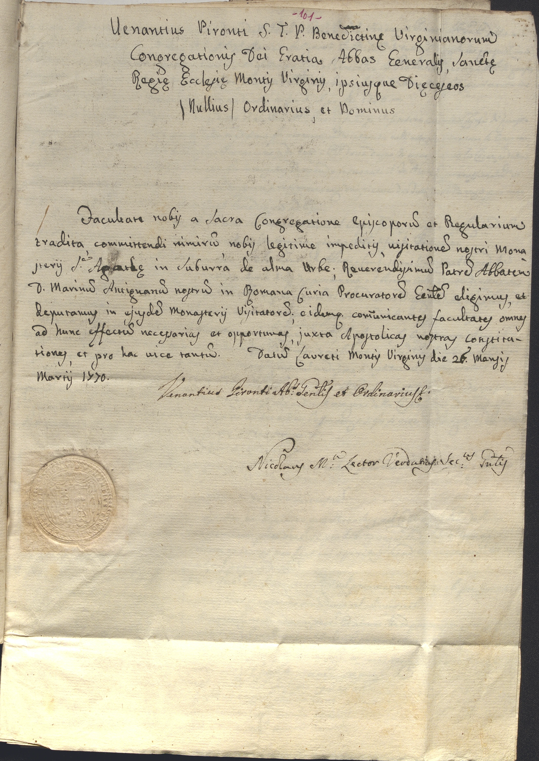 Documento d’archivio relativo a Venanzio Pironti